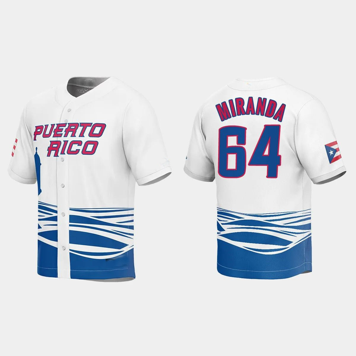 #64 JOSE MIRANDA PUERTO RICO BASEBALL 2023 WORLD BASEBALL CLASSIC JERSEY ¨C WHITE Stitches Baseball Jerseys