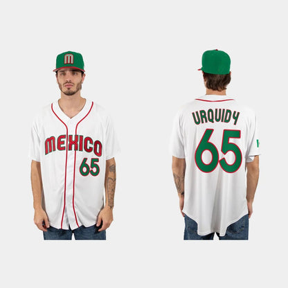 #65 JOSE URQUIDY MEXICO BASEBALL 2023 WORLD BASEBALL CLASSIC JERSEY ¨C WHITE Stitches Baseball Jerseys