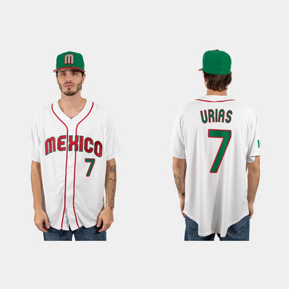 #7 JULIO URIAS MEXICO BASEBALL 2023 WORLD BASEBALL CLASSIC JERSEY ¨C WHITE Stitches Baseball Jerseys