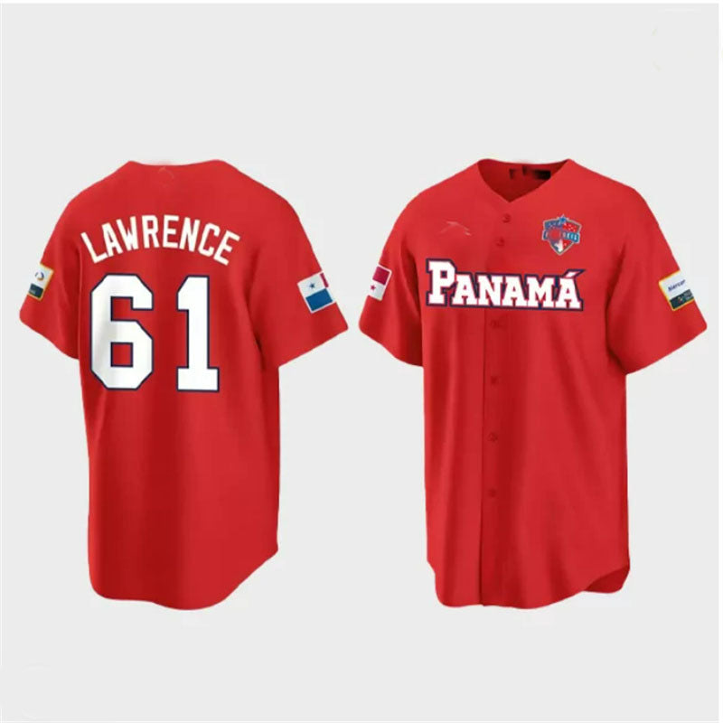 #61 Justin Lawrence Panama Baseball 2023 World Baseball Classic Jersey ¨C Red Stitches Baseball Jerseys