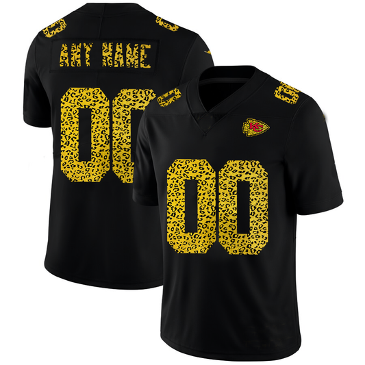 Custom KC.Chiefs Leopard Print Fashion Vapor Limited Jersey Black Stitched American Football Jerseys