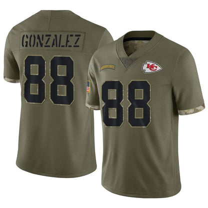 KC.Chiefs #88 Tony Gonzalez Player Olive Salute To Service Football Jerseys