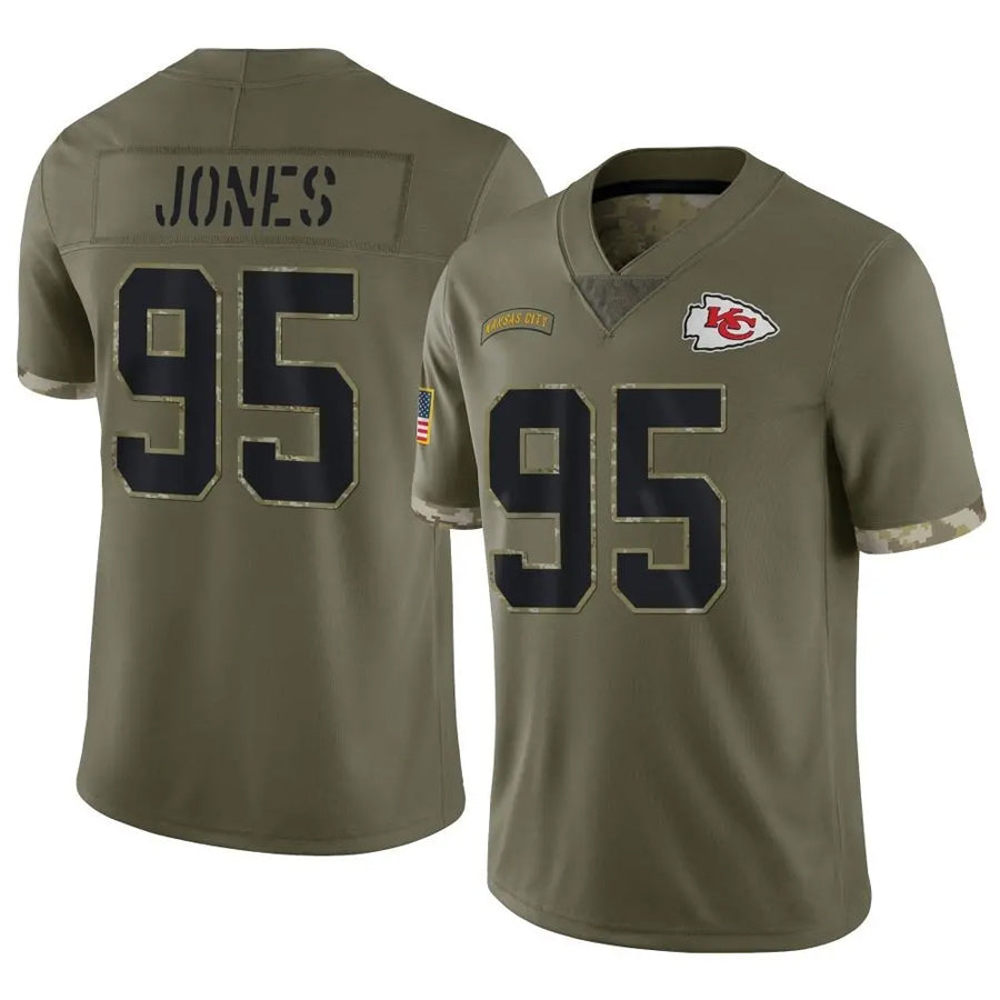 KC.Chiefs #95 Chris Jones Player Olive Limited Salute To Service Football Jerseys