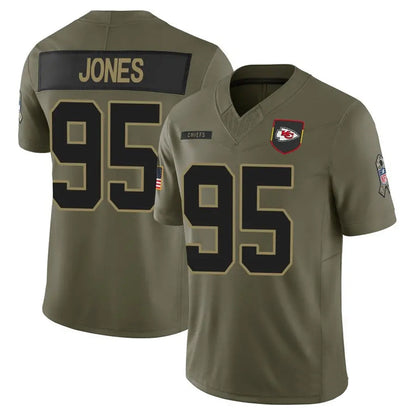 KC.Chiefs #95 Chris Jones Player Olive Salute to Service Limited Football Jerseys