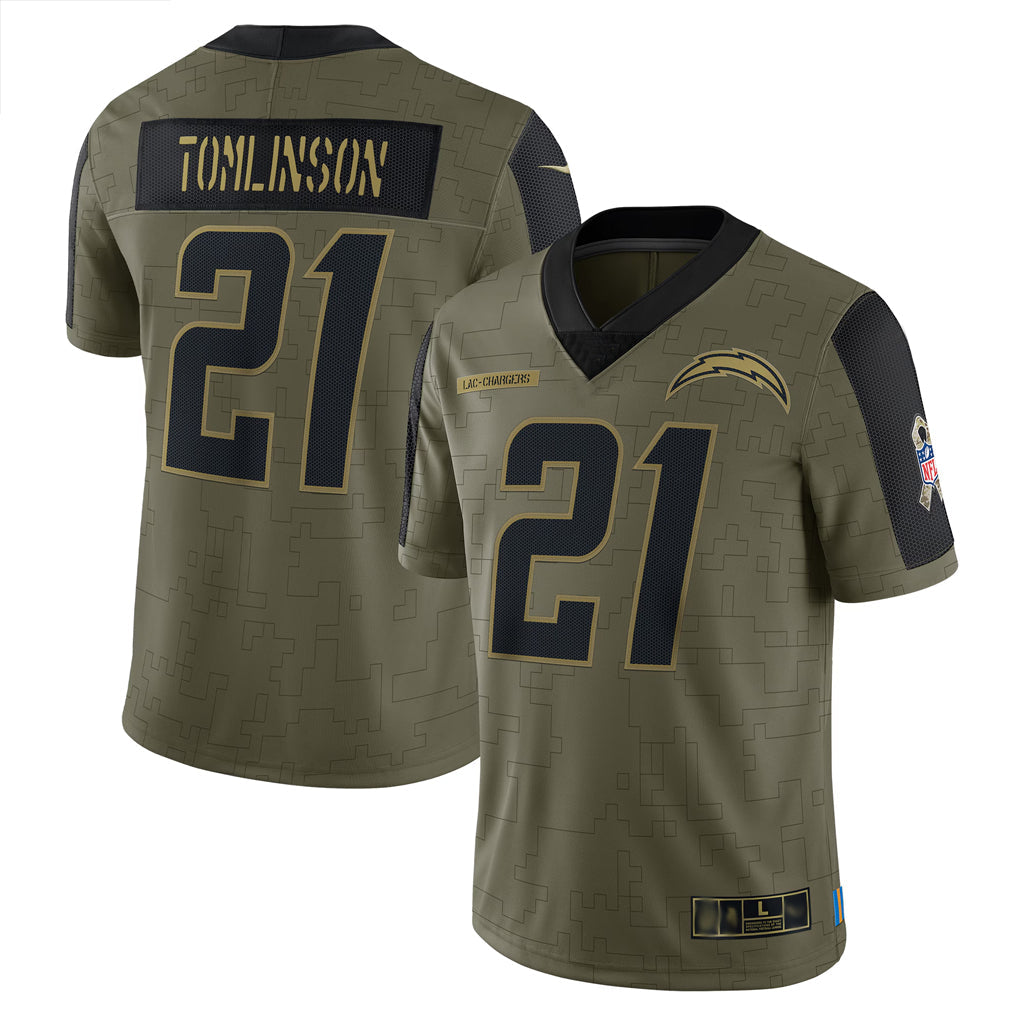 LA.Chargers #21 LaDainian Tomlinson Player Olive Salute To Service Limited Football Jerseys