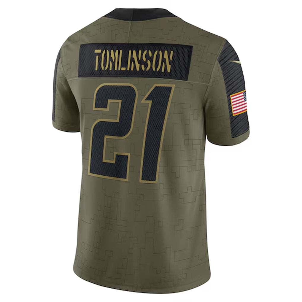 LA.Chargers #21 LaDainian Tomlinson Player Salute To Service Limited Olive Football Jerseys