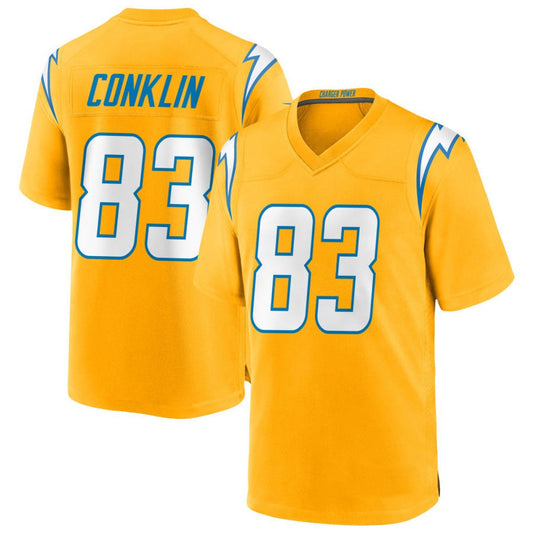 LA.Chargers #83 Tyler Conklin Player Gold Home Game Football Jerseys