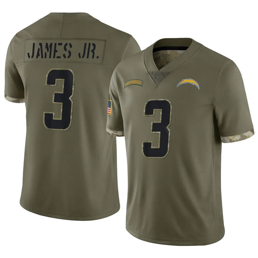 LA.Chargers Derwin James Jr. Player Salute To Service Olive Football Jerseys