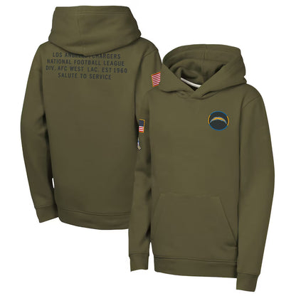 LA.Chargers Player Olive Salute to Service Club Fleece Hoodie Football Jerseys