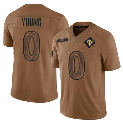 LA.Rams #0 Byron Young Player Limited Brown Salute To Service Football Jerseys