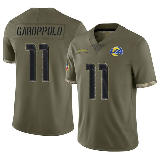 LA.Rams #11 Jimmy Garoppolo Player Salute To Service Olive Football Jerseys