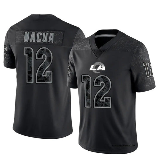 LA.Rams #12 Puka Nacua Player Black REFLECTIVE Limited Football Jerseys