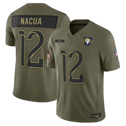 LA.Rams #12 Puka Nacua Player Olive Salute to Service Limited Football Jerseys