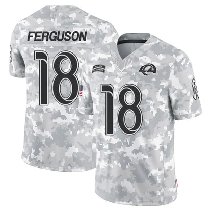 LA.Rams #18 Terrance Ferguson Player Arctic Camo Salute to Service Limited Football Jerseys