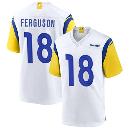 LA.Rams #18 Terrance Ferguson Player White Home Game Football Jerseys