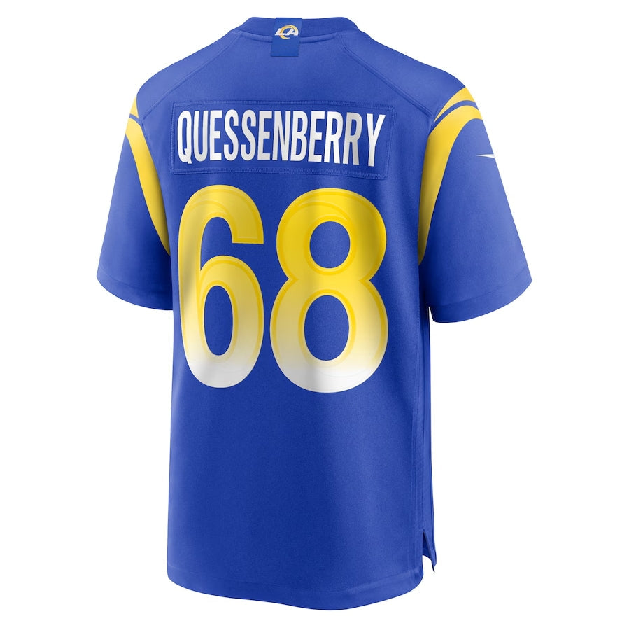 LA.Rams #68 David Quessenberry Royal Team Game Stitched American Football Jerseys