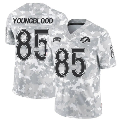 LA.Rams #85 Jack Youngblood Player Arctic Camo Salute to Service Limited Football Jerseys