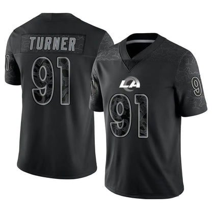 LA.Rams #91 Kobie Turner Player Black RFLCTV Limited Football Jerseys