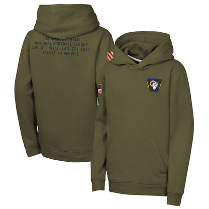 LA.Rams Player Olive Salute to Service Club Fleece Hoodie Football Jerseys