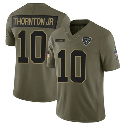 LV.Raiders #10 Dont'e Thornton Jr. Player Salute To Service Limited Olive Football Jerseys