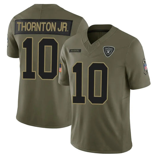 LV.Raiders #10 Dont'e Thornton Jr. Player Salute To Service Limited Olive Football Jerseys