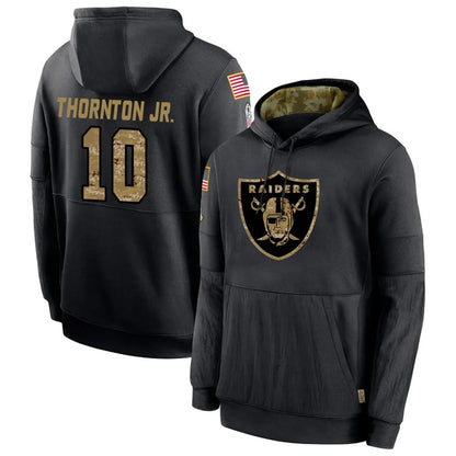 LV.Raiders #10 Dont'e Thornton Jr. Player Salute to Service Black Hoodies Football Jerseys