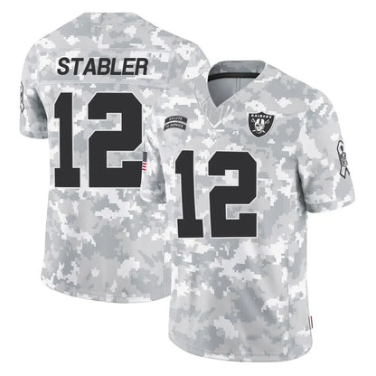 LV.Raiders #12 Ken Stabler Player Arctic Camo Salute to Service Limited Football Jerseys