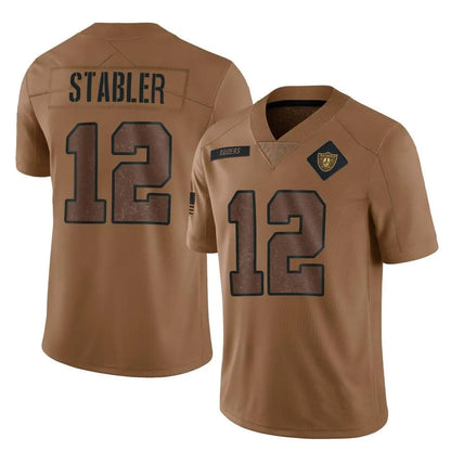 LV.Raiders #12 Ken Stabler Player Brown Salute To Service Limited Football Jerseys