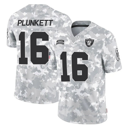 LV.Raiders #16 Jim Plunkett Player Arctic Camo Salute to Service Limited Football Jerseys