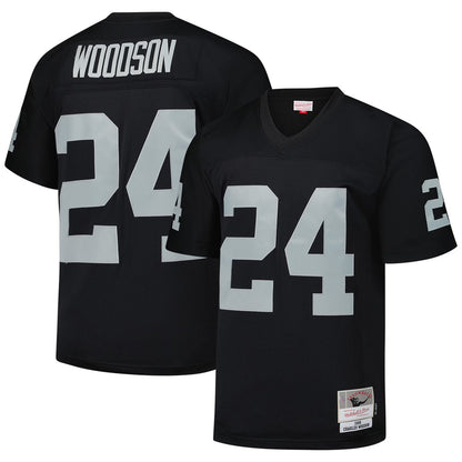 LV.Raiders #24 Charles Woodson Player Mitchell & Ness Black Legacy Replica Football Jerseys