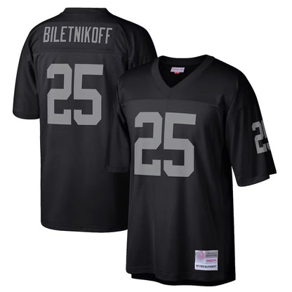 LV.Raiders #25 Fred Biletnikoff Player Mitchell & Ness Black Legacy Replica Football Jerseys