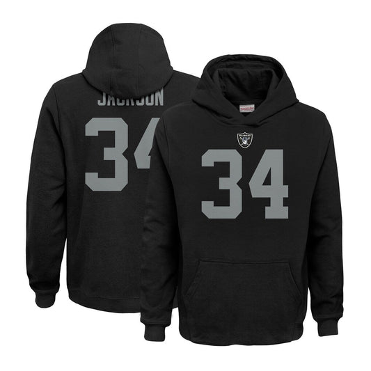 LV.Raiders #34 Bo Jackson Player Black Salute to Service Hoodies Football Jerseys