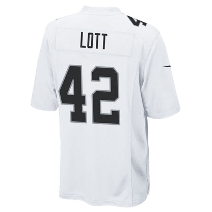 LV.Raiders #42 Ronnie Lott Player White Home Game Football Jerseys