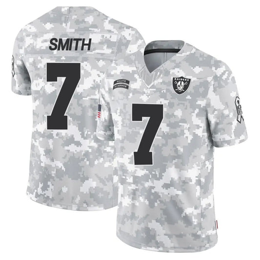 LV.Raiders #7 Geno Smith Player Arctic Camo Salute to Service Limited Football Jerseys