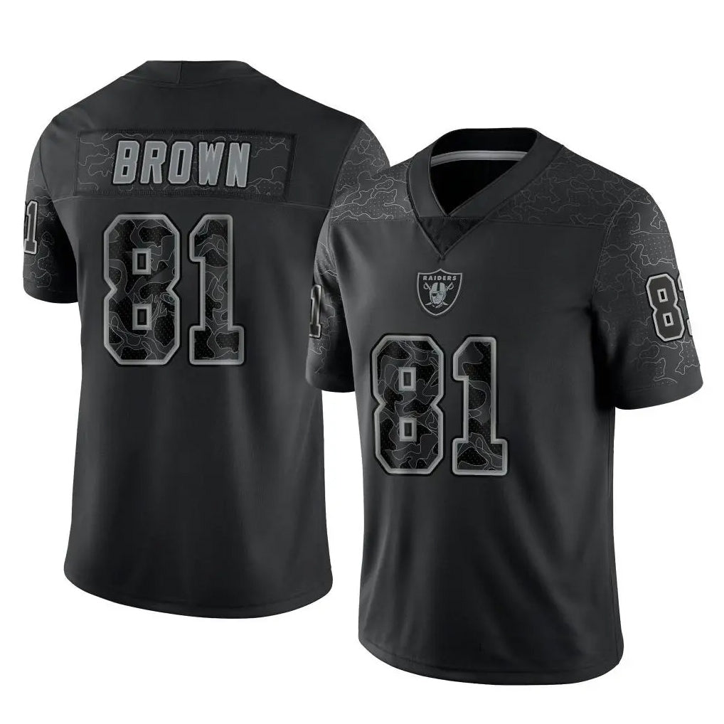 LV.Raiders #81 Tim Brown Player RFLCTV Limited Black Football Jerseys