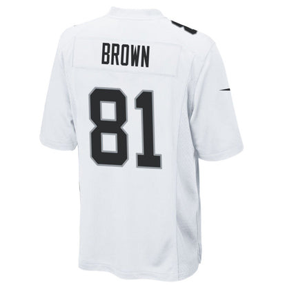 LV.Raiders #81 Tim Brown Player Whtie Home Game Football Jerseys