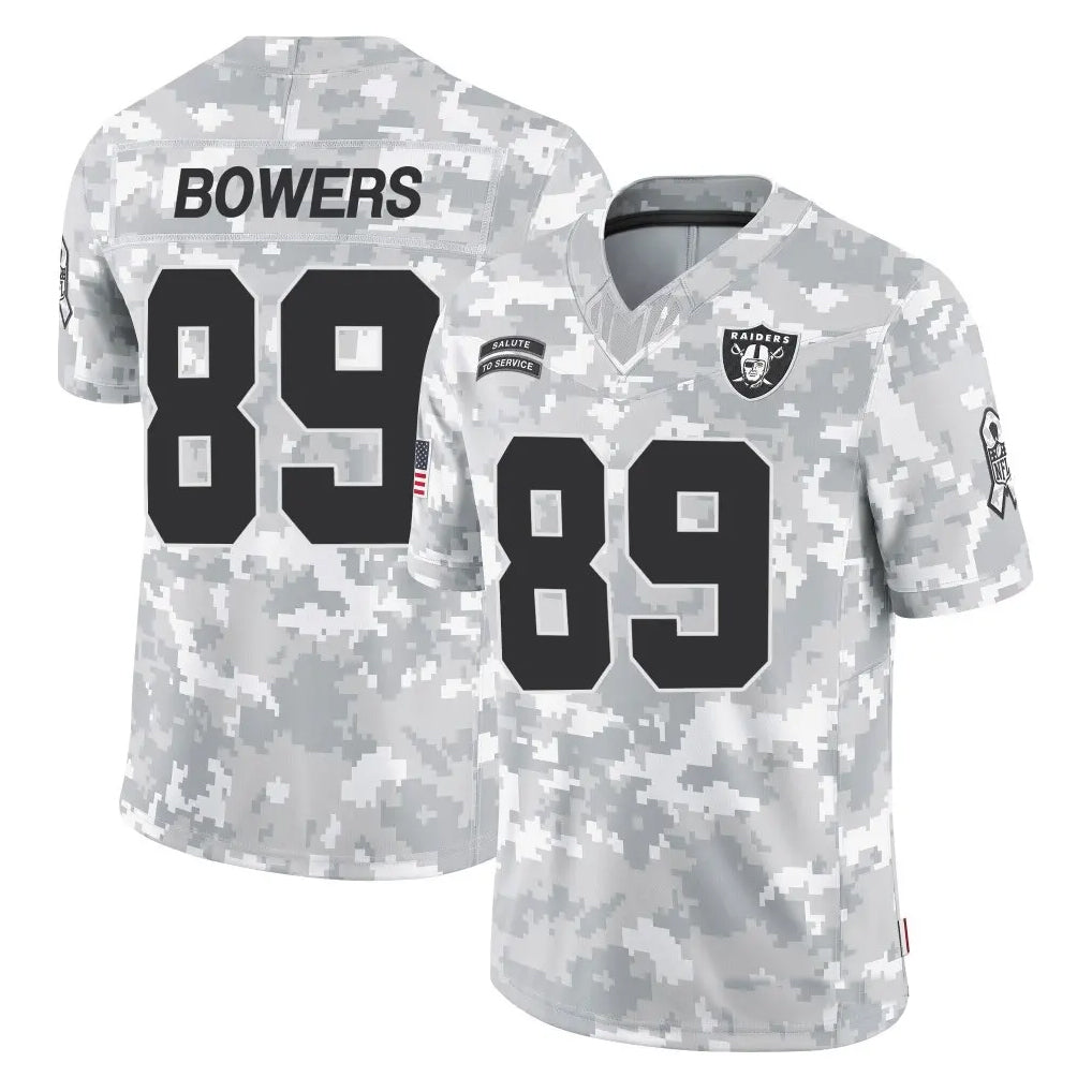 LV.Raiders #89 Brock Bowers Player Arctic Camo Salute to Service Limited Football Jerseys
