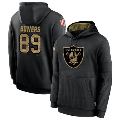 LV.Raiders #89 Brock Bowers Player Salute to Service Black Hoodies Football Jerseys