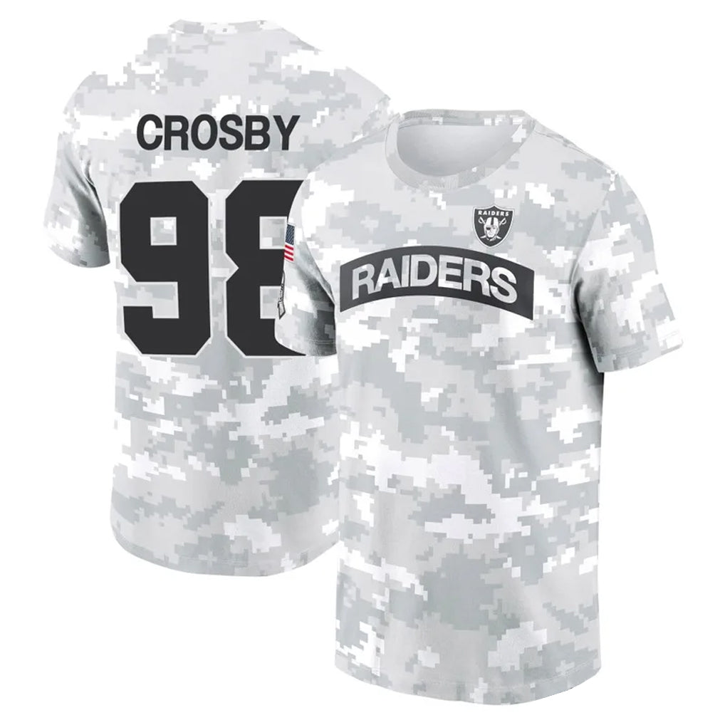 LV.Raiders #98 Maxx Crosby Player Black Salute to Service T-Shirts Football Jerseys
