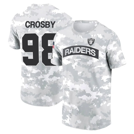 LV.Raiders #98 Maxx Crosby Player Black Salute to Service T-Shirts Football Jerseys