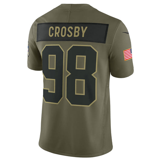 LV.Raiders #98 Maxx Crosby Player Salute To Service Limited Olive Football Jerseys