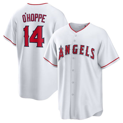 Los Angeles Angels #14 Logan O'Hoppe Home Replica Jersey - White Stitched Baseball Jersey