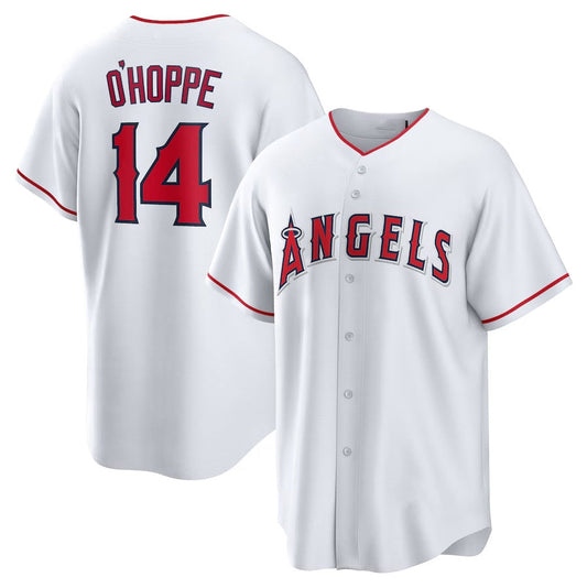 Los Angeles Angels #14 Logan O'Hoppe Home Replica Jersey - White Stitched Baseball Jersey