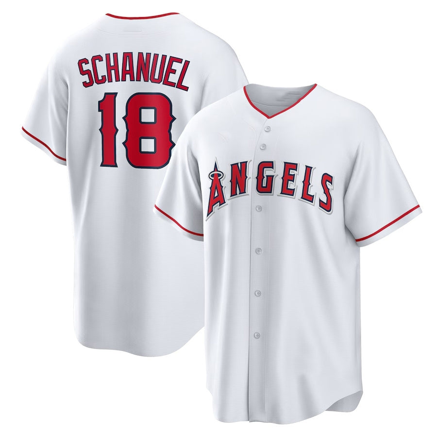 Los Angeles Angels #18 Nolan Schanuel Home Replica Jersey - White Stitched Baseball Jersey