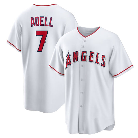 Los Angeles Angels #7 Jo Adell Home Replica Jersey - White Stitched Baseball Jersey