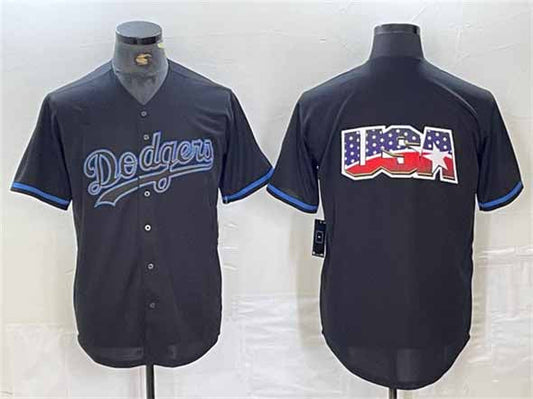 Los Angeles Dodgers Team Big Logo Black Fashion Stitched Baseball Jerseys