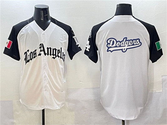 Los Angeles Dodgers Team Big Logo White Black Mexico 2025 LA Gothic Style With Fernando Patch Vapor Premier Limited Stitched Baseball Jersey