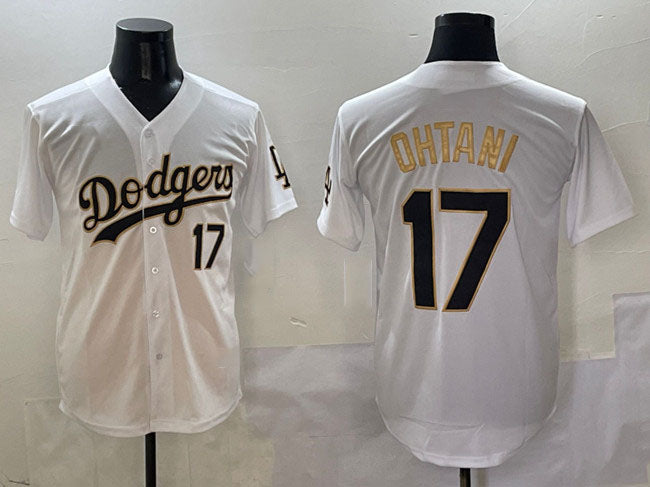 Los Angeles Dodgers #17 Shohei Ohtani White Gold Limited Stitched Baseball Jersey