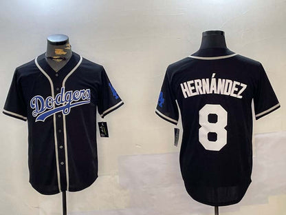 Los Angeles Dodgers #8 Enrique Hern¨¢ndez Black Cool Base Stitched Baseball Jersey