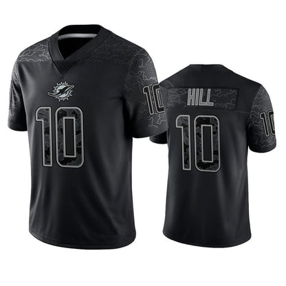 M.Dolphins #10 Tyreek Hill Player Black RFLCTV Limited Football Jerseys
